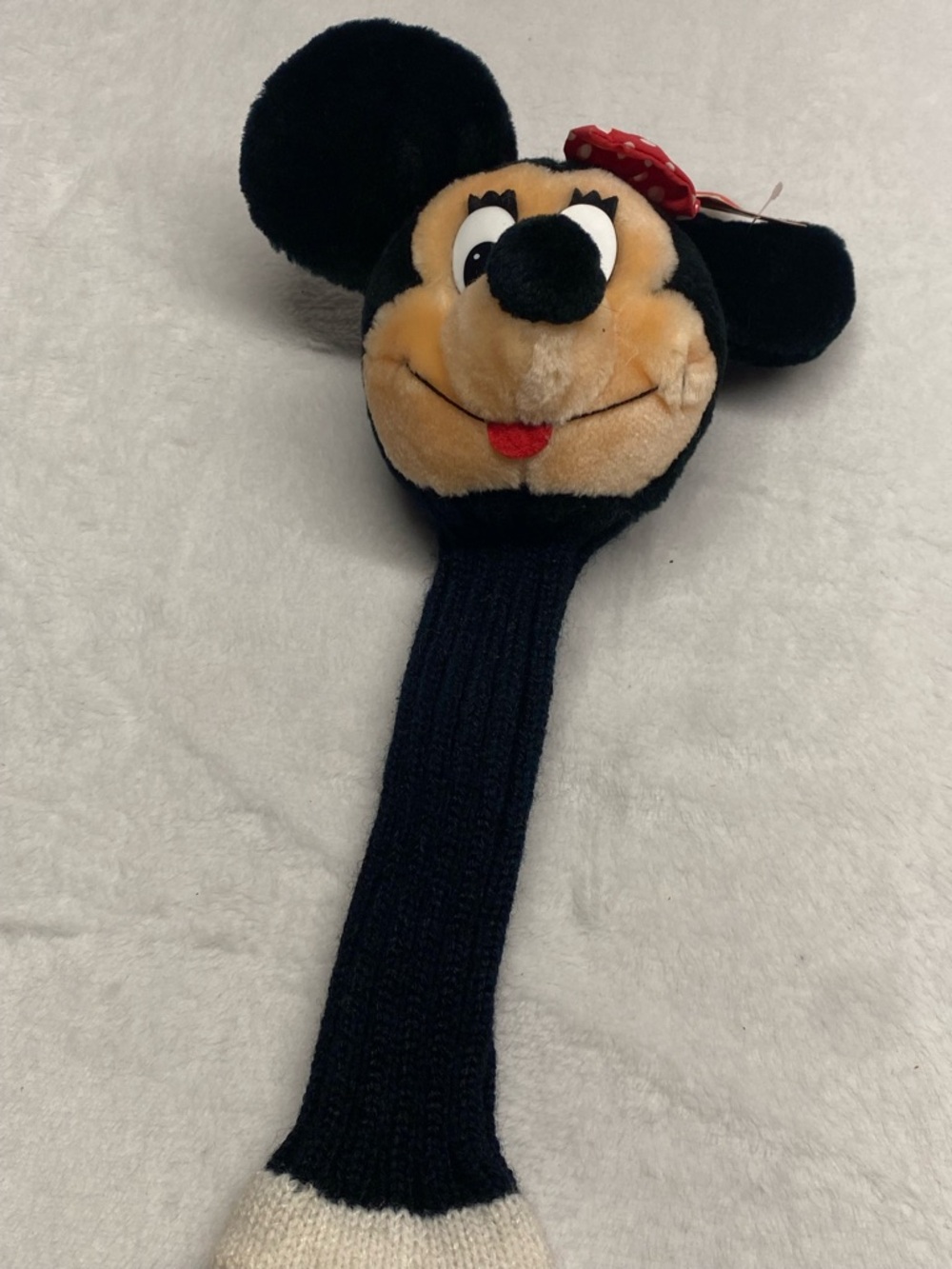 Vintage Disneyland Minnie Mouse Golf Club Head Cover Puppet Plush Disney World